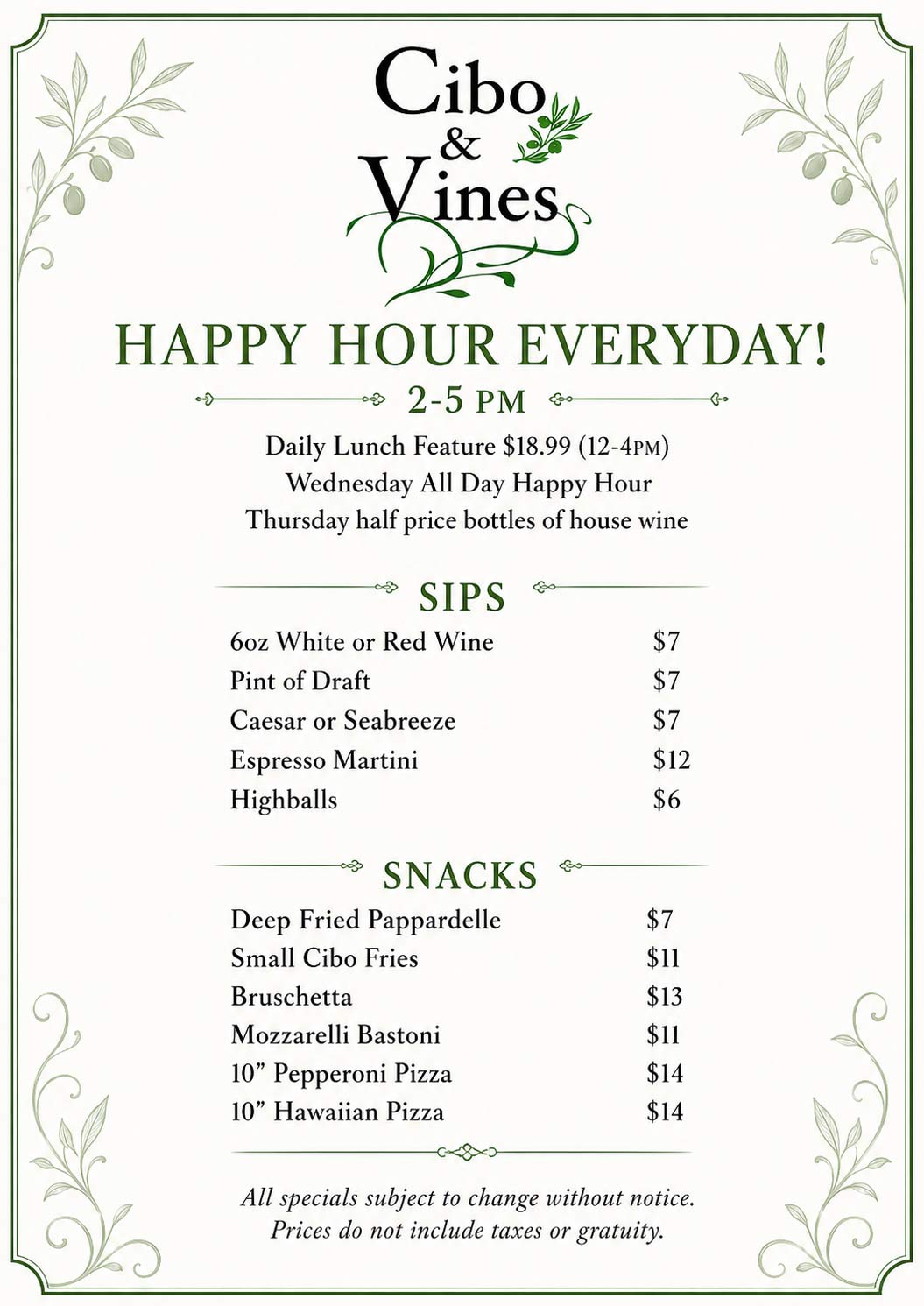 image of drinks menu part 2